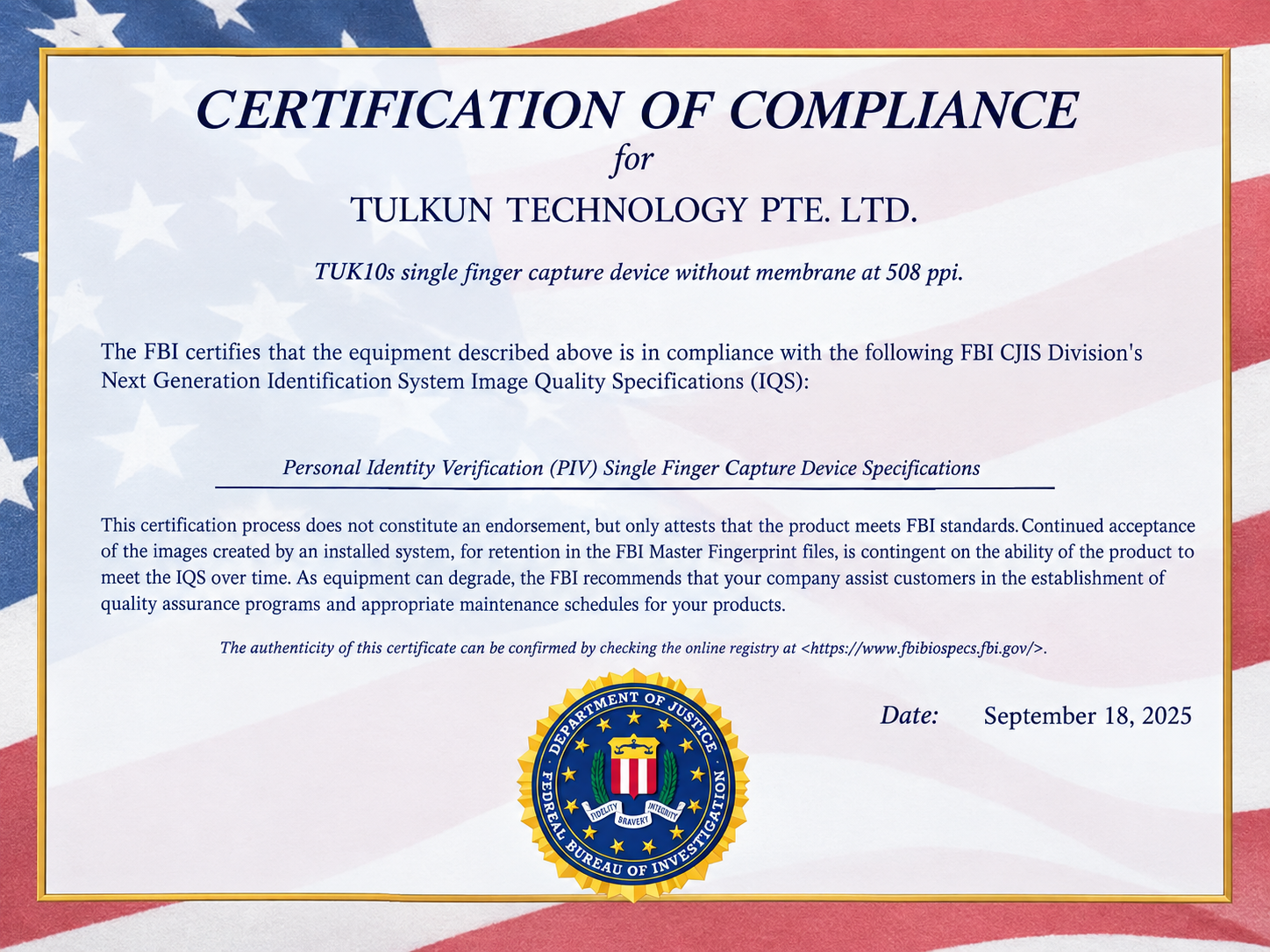 FBI PIV Certificate